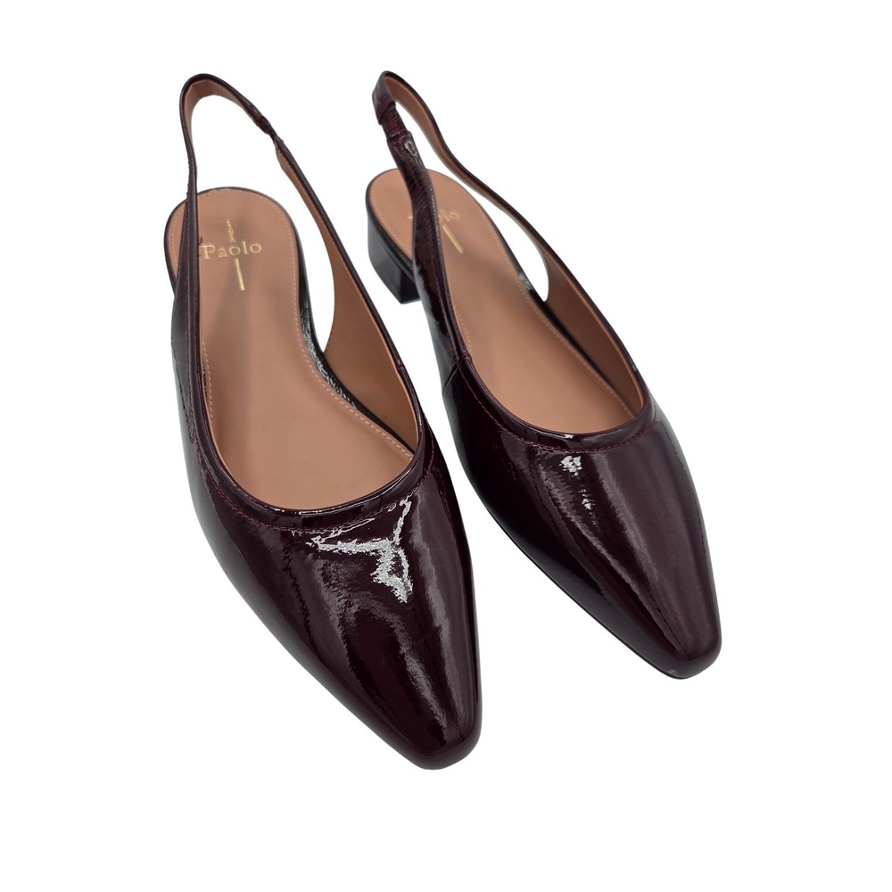 Linea‎ Paolo Womens Burgundy Patent Leather Slingback Pointed Toe Block Heel 11M